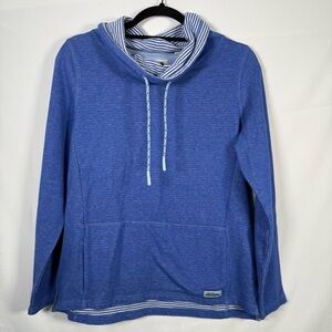 ORVIS Blue Pullover Cowl‎ Neck Sweatshirt Kangaroo Pocket Womens Small